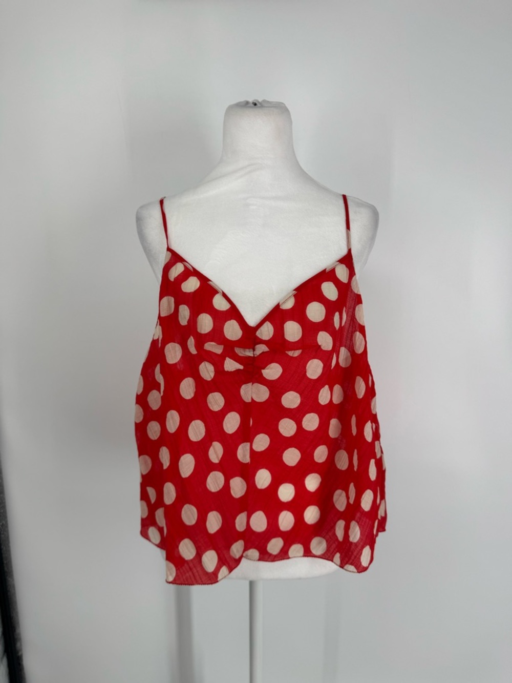 NWT J. Crew Red & White Polka Dot Cami Tank Cinched Swing Crop Womens Size XL - Picture 3 of 13